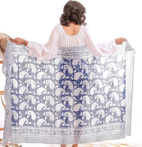 Women's Cotton Sarong Wrap Beachwear Cover Up Swimsuit Pareo Solid Color 73x44 inch Swimwear in Saudi Arabia