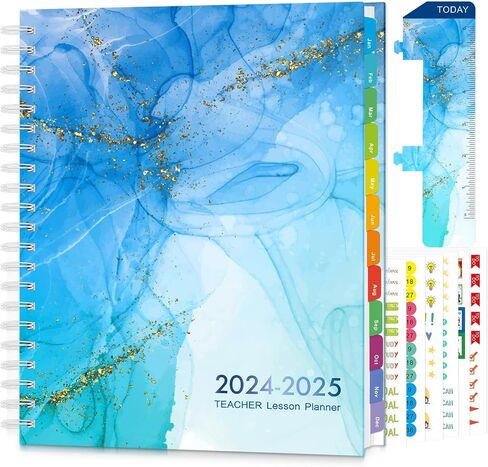Teacher Planner 2024-2025 Academic Year - All Inclusive 8.5"x11" Teacher Lesson Planner with Elastic Closure, Bookmark, and Planner Stickers, for Daily, Weekly, Monthly Classroom Schedule in Saudi Arabia