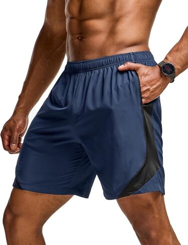 TSLA Men's Active Running Shorts, Training Exercise Workout Shorts, Quick Dry Gym Athletic Performance Shorts with Pockets in Saudi Arabia