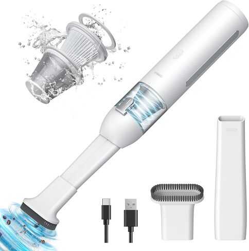 مكنسة كهربائية للسيارة لاسلكية صغيرة من CAFELE، مكنسة كهربائية محمولة صغيرة محمولة لشعر الأريكة مع مصباح يدوي LED، سرعتان، فوهات، وقت تشغيل يصل إلى 45 دقيقة كحد أقصى، للسيارة والمكتب والمنزل والأريكة المكتبية in Kuwait