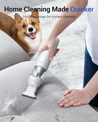 مكنسة كهربائية للسيارة لاسلكية صغيرة من CAFELE، مكنسة كهربائية محمولة صغيرة محمولة لشعر الأريكة مع مصباح يدوي LED، سرعتان، فوهات، وقت تشغيل يصل إلى 45 دقيقة كحد أقصى، للسيارة والمكتب والمنزل والأريكة المكتبية in Kuwait