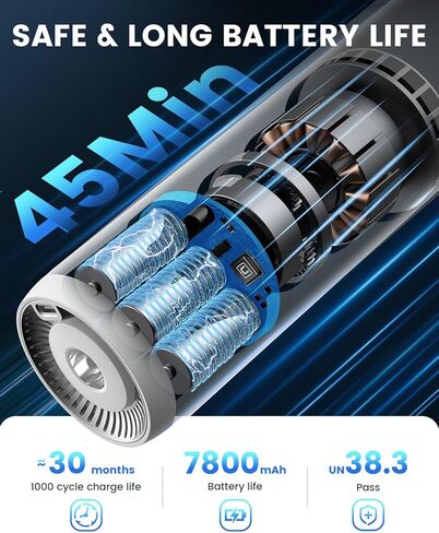 مكنسة كهربائية للسيارة لاسلكية صغيرة من CAFELE، مكنسة كهربائية محمولة صغيرة محمولة لشعر الأريكة مع مصباح يدوي LED، سرعتان، فوهات، وقت تشغيل يصل إلى 45 دقيقة كحد أقصى، للسيارة والمكتب والمنزل والأريكة المكتبية in Kuwait