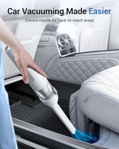 مكنسة كهربائية للسيارة لاسلكية صغيرة من CAFELE، مكنسة كهربائية محمولة صغيرة محمولة لشعر الأريكة مع مصباح يدوي LED، سرعتان، فوهات، وقت تشغيل يصل إلى 45 دقيقة كحد أقصى، للسيارة والمكتب والمنزل والأريكة المكتبية in Kuwait