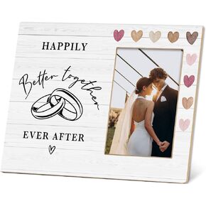 Wedding Picture Frame, Couple Wedding Gifts, Heart Wooden Table Wall Decorations, 4x6 Inch Photo Frame, Engagement Gifts-D10