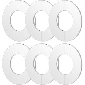 6Pcs Wall Split Flange, Fit 1.26"(32mm) Diameter Pipe Stainless Steel Round Escutcheon Plate Wall-mounted Water Pipe Cover Accessories, Sliver