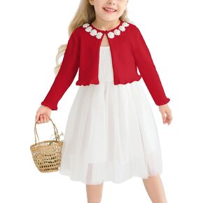Toddler Girls Cardigan Sweater Bolero Shrug Baby Kids Knit Long Sleeve Crop Tops Button Closure Jacket 12M-5T