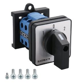 Baomain Rotary Universal Changeover Switch with DIN Rail Mounted 35mm 660V 20A 1-0-2 3 Positions 8 Terminals Latching Function