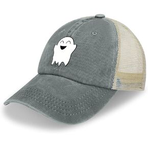 Ghost Hat Halloween Beach Trucker Hat for Women Men Adjustable Baseball Cap Halloween Accessories