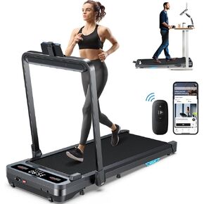 جهاز المشي تحت المكتب: [التحكم الصوتي] جهاز مشي مائل 2 في 1 يعمل مع تطبيق ZWIFT KINOMAP WELLFIT للمكتب المنزلي - جهاز مشي هادئ بقوة 2.5 حصان بسعة 300 رطل