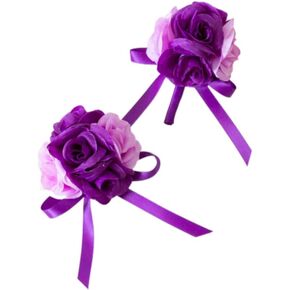 Abbie Home Wedding Wrist Corsage Brooch Boutonniere Set Party Prom Hand Flower Decor (Dusty Pink)