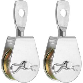 PATIKIL Single Pulley Block, 2 Pack 2" Carbon Steel Heavy Wire Rope Hanging Wire Towing Wheel Lifting Crane Swivel Hook Single Wheel Lifting Pulley Block