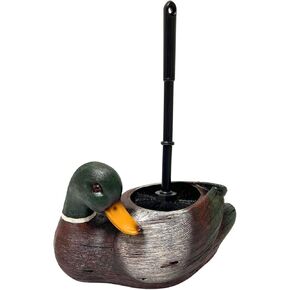 BestGiftEver Mallard Duck Design Toilet Brush and Holder Set, Cute Polyresin Lakehouse-Inspired Design Holder for Deep Cleaning Toilet Bowl Brush, Funny and Novelty Decorative Bathroom Accessory