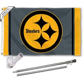 WinCraft Pittsburgh Steelers Black Flag Pole and Bracket Mount Kit