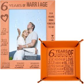 6th Year Marriage Picture Frame,6th Anniversary Wedding Wood Photo Frame Gifts for Couple,Six Years Anniversary Marriage Gifts for Her/Him/Wife/Husband,6 Year Anniversary,6 Year of Marriage
