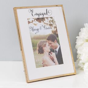 Always & Forever Photo Gold Finish Frame 4" X 6" 'Engaged'