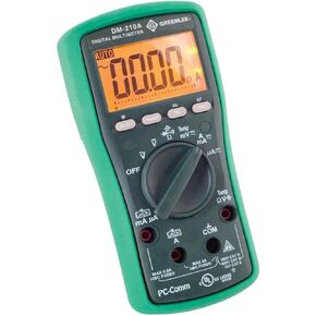 Greenlee DM-210A Digital Multimeter With Auto and Manual Ranging Operation and Non-Contact Voltage Detection, Green
