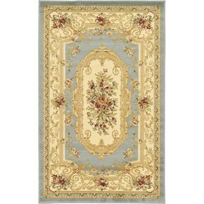 Unique Loom Versailles Collection Traditional Classic Floral Motif Area Rug (5' 0 x 8' 0 Rectangular, Slate Blue/ Ivory)