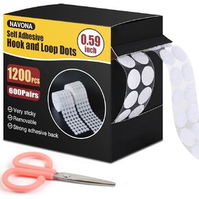 1200Pcs 0.59'' Self Adhesive Dots,Hook and Loop Dots,Nylon Sticky Back Coins,Diameter Strong Self Adhesive Coins for Classroom,Office,Home,DIY
