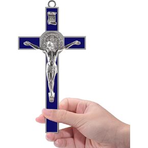 YionZian 7" Metal Enamel Large Saint Benedict Crucifix Wall Cross Cruz Del Perdon Catolica Glow in The Dark Jesus Cross for Home Wall Art Give Blessing Spiritual Sacred