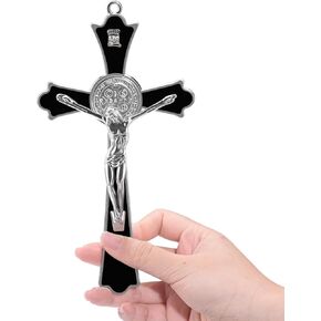 YionZian 7 بوصة مينا معدنية كبيرة سانت بنديكت صليب جدار صليب كروز ديل بيردون كاتوليكا يتوهج في الظلام صليب يسوع لفن الحائط المنزلي يعطي نعمة روحية مقدسة in Kuwait