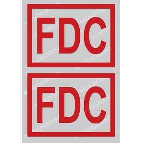 FDC Fire Department Connection RED Larger size 5x7 Die Cut (PAIR) p946