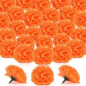 Syhood 80 Pcs Artificial Marigold Flowers Faux Mexican Fake Marigold Heads Halloween Marigold Flower Day of The Dead Decoration for Mexican Party Cinco De Mayo Wedding Party(2.4 x 0.94 x 5.9 Inch)