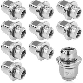 5PCS M12x1.5 Chrome Lug Nuts, Chrome Closed End Mag Style Lug Nuts with Washer Replaces OEM#90084-94001, Lug Nut Lock Set Compatible with Toyota Corolla Camry Tacoma Lexus