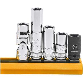 GEARWRENCH 5 Pc. 1/4" Drive 6 Pt. Socket Set, 8mm - 80102 , Black