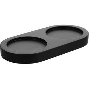 Luxshiny Salt and Pepper Mill Tray, Wooden Pepper Bottle Tray Peper Mill Holder Rest Wooden Coasters for Salt Pepper Accessories Black