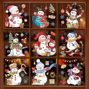 wondever Christmas Dog Puppy Window Clings Pet Dogs Christmas Tree Glass Sticker Decal Anti Collision Double-Side Static Window Decals for Glass Window Christmas Party