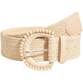 Verdusa Women's Round Buckle Straw Belts Boho Braided Waist Belt