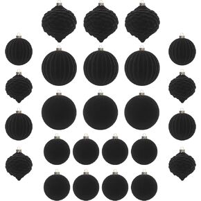 KI Store Velvet Christmas Balls Burgundy 25pcs Flocked Christmas Tree Ornaments Assortment for Xmas Tree Holiday Decor