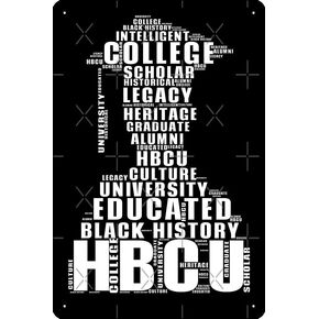 HBCU College University Graduate Word Art (white) Poster Metal Sign Decor - 8 x 12inch Bar Pub Garage Man Cave Wall Art