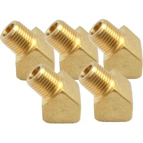 5pcs 1/8" NPT Female x 1/8" NPT Male 45 Degree Barstock Street Elbow Brass Pipe Fitting for air fuel oil water Pipe hose