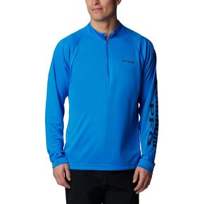 Columbia Men's Terminal Tackle 1/4 Zip, Hyper Blue/Black Logo, X-Small