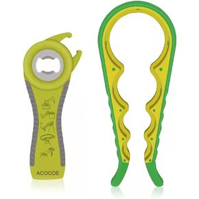 Jar Opener, 5 in 1 Multi Function Can Opener Bottle Opener Kit with Silicone Handle Easy to Use for Children, Elderly and Arthritis Sufferers Set of 2 (Apple Red)