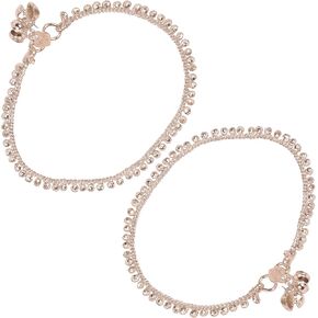 Touchstone Indian Bollywood Handcrafted Pretty Stylish Colorful Designer Jewelry Payal Paazeb Anklets in Silver Tone for Women.