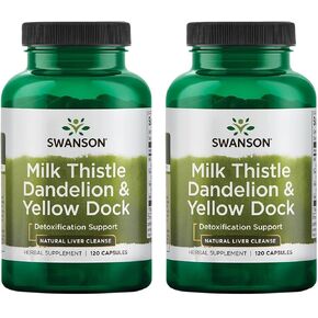 Swanson Milk Thistle, Dandelion & Yellow Dock - Herbal Liver Support Supplement - Natural Supplement Helping to Maintain Overall Health & Wellbeing - (120 Capsules) 1 Pack (2 Pack)