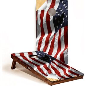 GRAPHIX Express - C192 American Flag - Patriotic Cornhole Board Wrap - Laminated Weatherproof Vinyl Decal - Easy Bubble-Free Application - Stickers Dimensions: 2' x 4' - Set of 2