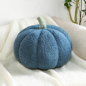Wtosuhe Pumpkin Throw Pillows Soft Pumpkin Pillows Plush Toy, Halloween Fall Pillow Cute 3D Pumpkin-Shaped Plush Cushion, Fall Decorative Fluffy Throw Pillow Cushion(Dark Orange, 7.9In)