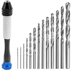 CoguZed 26 Pcs Jewelry Hand Drill Set, Versatile Pin Vise Craft Drill for Jewelry Making, High Precision Manual Drill with Mini Twist Drill Bits, Ideal for Wood, Plastic, Miniature Crafting(Blue)