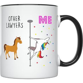 YouNique Designs Lawyer Mug, 11 Ounces, White, Unicorn Mug, Lawyer Gifts for Women, Funny Attorney Mugs (Black Handle)
