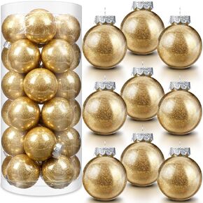 Soaoo 24 Pcs Christmas Ball Ornament Shatterproof Glitter Christmas Ball 2.36 Inch Christmas Tree Decoration Ornament Small Hanging Ball Xmas Tree Ornament for Xmas Holiday Wedding Party(Multi-Color)