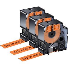 3 Pack Compatible for Dymo Rhino Pro IND Vinyl Label Tape 18444 1/2" 12mm Black on White Label for Rhino and 3M Label Maker Tape