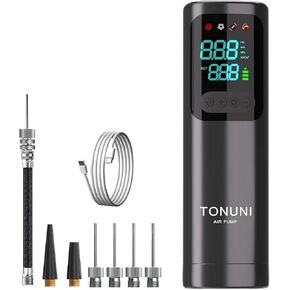 TONUNI Electric Ball Pump, Electric Ball Pumps Portable Air Pump with Gauge Digital Display Needle Nozzle Extension Hose Exercise Ball for Basketball Football Sports Balls Inflatables Pumps