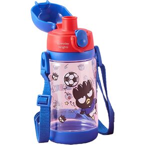 Everyday Delights Sanrio Bad Badtz-Maru XO Water Bottle Double Covers with Straw and Strap 520ml, Blue