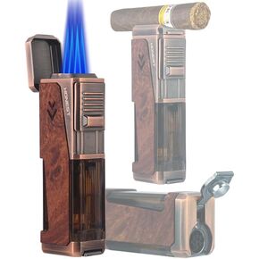 HONEST Four Jet Flame Lighter Torch lighter Refillable Adjustable Windproof Butane Torch Lighter Gift Sets for Men fatherday Friend Dad Gifts (Lighter and Cutter Giftsets)