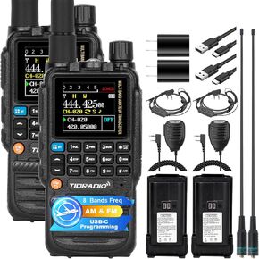 TIDRADIO TD-H3 GMRS Radio (4 Pack),USB-C Programming & Charging,Multi-Band Receiving Two-Way Radio,8pcs 2500mAh Battery,AM/FM Reception,NOAA VOX SCAN,Walkie Talkie with Earpiece & Airband Antenna