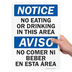 SmartSign - S-1935-EU-14 "Notice - No Eating or Drinking in this Area" Bilingual Label | 10" x 14" Laminated Vinyl