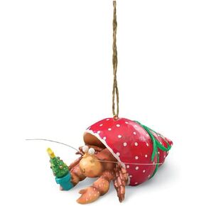Cape Shore Pet Hermit Crab in Holiday Red Shell Christmas Tree Ornament, 3-inch Length, Multicolor, Resin
